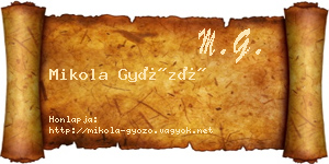 Mikola Győző névjegykártya